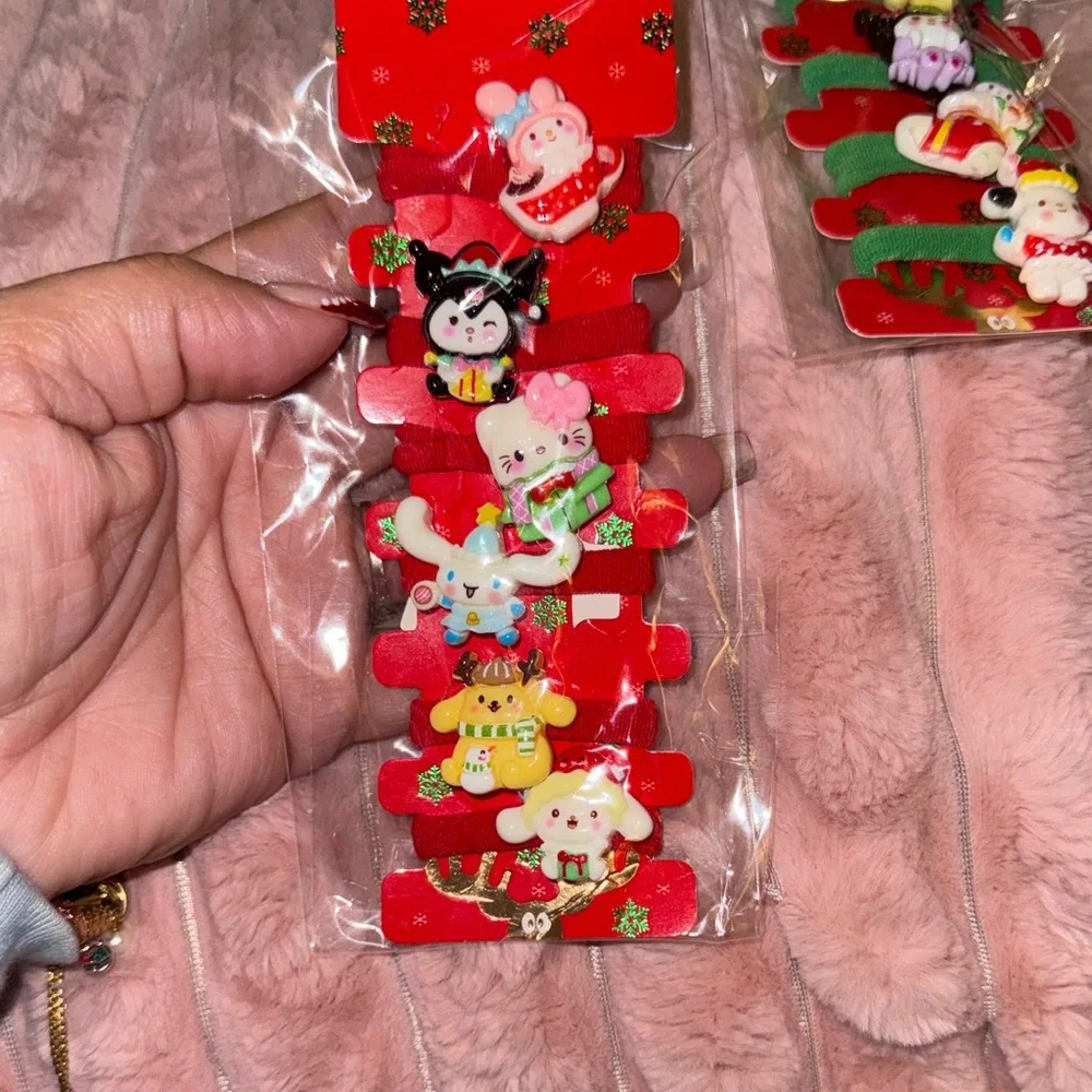 New 2 sets of 6‎ pcs each Cute festive hello kitty and friends  Hair Ties Set